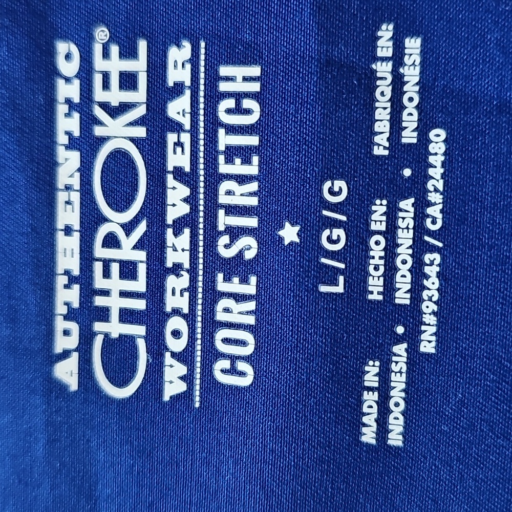 Cherokee Galaxy Blue Short Sleeve VNeck Medical Scrub Top Women's Size Large NWT - Picture 11 of 15